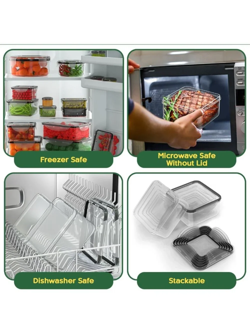56 PCS Airtight Food Storage Containers - Stackable Plastic Boxes for Kitchen